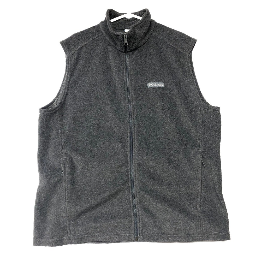 Columbia Steens Mountain Fleece Vest Mens L Black Everyday  Full Zip Mock Neck